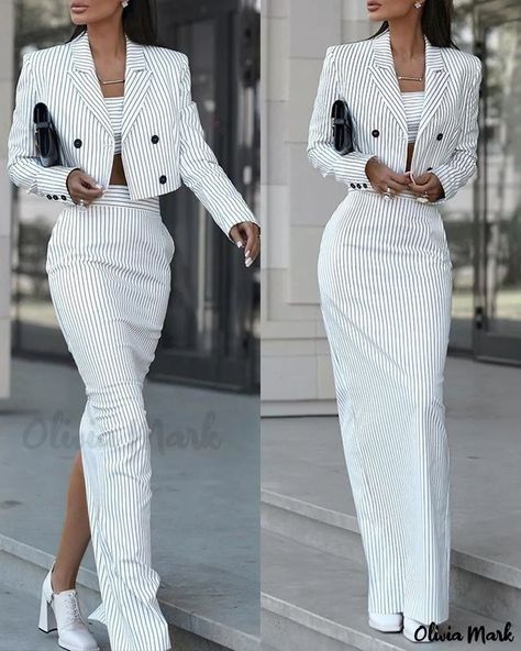 Olivia Mark Clothing, Blazer Over Dress Outfits, Women Suit Outfits, Waist Coat Outfit Women, Skirt Suits For Women, Stylist Clothes, Maxi Pattern, Best Winter Outfits, Skirt Suits