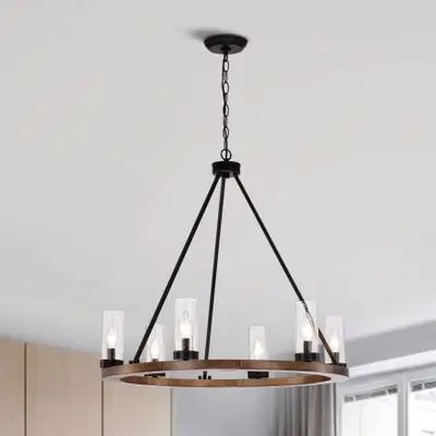 Chandeliers | Find Great Ceiling Lights Deals Shopping at Overstock Clear Glass Chandelier, Chandelier Store, Wheel Chandelier, Jewelry Clothing, Wagon Wheel Chandelier, Farmhouse Chandelier, Wood Shades, Wagon Wheel, Candle Styling