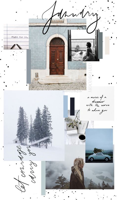 January Background Monthly Goals 2018 Moodboard Sweet Horizon Studio Blog | Brandboard | Handlettering | Calligraphy | Handwriting | Blue Tones | Blue and Grey | Winter Color Scheme | Color Palette | Feminine Colors | Feminine Moodboard | Aesthetic January, January Background, January Wallpaper, Yearly Goals, Color Schemes Colour Palettes, Free Background, Mood Board Inspiration, Collage Design, Mood Board Design