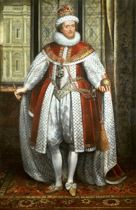 This is the earliest single-figure state portrait showing the monarch in coronation robes to survive in the Royal Collection. Painted by the Flemish artist,... Anne Of Denmark, Coronation Robes, Marie Stuart, King James I, John Stewart, Stirling Castle, Reine Elizabeth Ii, Uk History, Tudor History