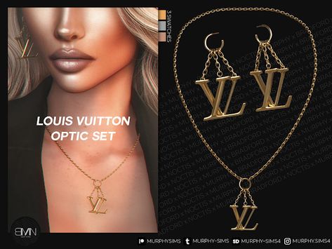 Louis Vuitton Optic Set - MURPHY x BRADFORD x NOCTIS Luis Vuitton Clothes, Sims 4 Cc Louis Vuitton, Louis Vuitton Clothes, Sims Accessories, Louis Vuitton Necklace, Sims 4 Cheats, Sims 4 Piercings, Sims 4 Anime, Cc Mods