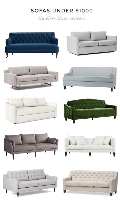 Timeless Three-Seater Sofas Under $1000 - Thou Swell Sofa Roundup, Traditional Sofa Living Room, Living Sofa Design, Boys Apartment, Sofa Ikea, Neutral Sofa, Farmhouse Living Room Furniture, Affordable Sofa, Sofa Velvet