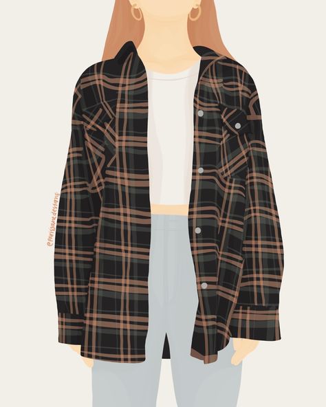 Instagram: parisjanedesigns (illustration of girl wearing flannel) Flannel Around Waist, Sketch Outfits, Shirt Drawing, Illustration Art Girl, Fashion Art Illustration, Flannel Shirt, Art Girl, Art Illustration, Fashion Art