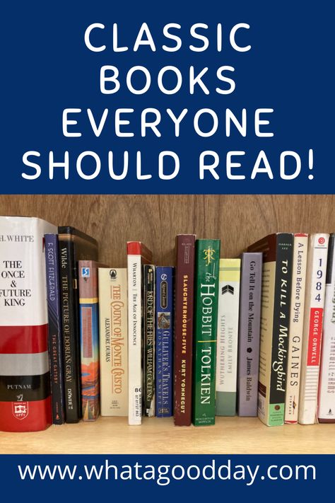 Give the classics a chance! I've put together a list of some of the best books that are considered classics because they are important and enjoyable to read! I hope you find a new favorite to read this week! Classic Books To Read, Guy Montag, Best Classic Books, Black Man Names, The Age Of Innocence, Books Everyone Should Read, Gulliver's Travels, The Best Books, Great Love Stories