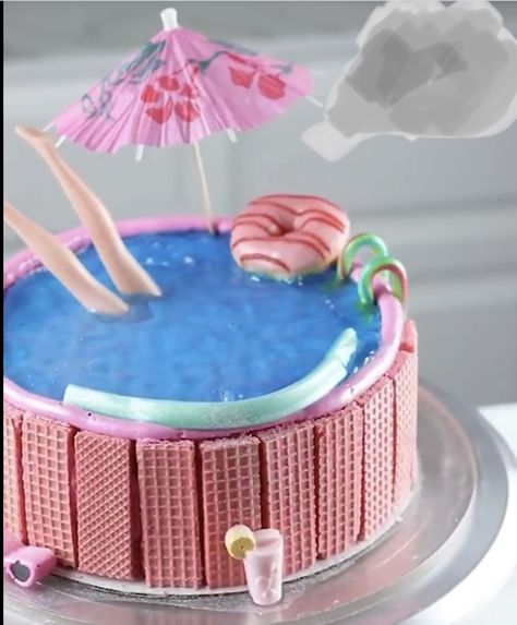 Barbie Swimming Pool Cake, Barbie Ice Cream Cake, Barbie Beach Cake, Barbie Cookie Cake, Easy Barbie Cake, Barbie Pool Party Cake, Barbie Pool Cake, Diy Barbie Cake, Malibu Barbie Cake