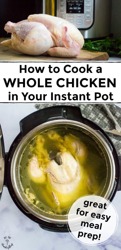 Do you know how to cook a whole chicken in the Instant Pot? If not, I'm going to teach you how! Once you do this as part of your meal prep, you can add the meat to soups, use it for chicken salad or topping salads, have chicken tacos, and more! #allthenourishingthings #instantpot #instantpotchicken #howto #instantpotrecipes #mealprep Chicken In An Instant Pot, Instant Pot Whole Chicken, Whole Roast Chicken Recipe, Chicken In The Instant Pot, Cook A Whole Chicken, Green Salt, Cooking Whole Chicken, Whole Chicken Recipes, Best Instant Pot Recipe