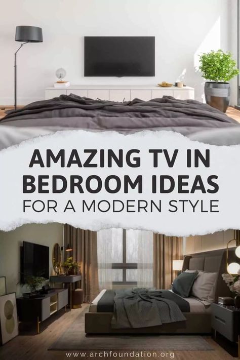 25 Amazing TV In Bedroom Ideas For A Modern Style Tv Bedroom Ideas Wall Aesthetic, Bedroom Tv Styling, Ideas For Tv In Bedroom, Decor Around Tv On Wall Bedroom, Bedroom Tv Mount Ideas, Tv Decor Bedroom, Tv On Wall In Bedroom, Tv In Master Bedrooms Decor, Bedroom Tv Wall Ideas Small Spaces