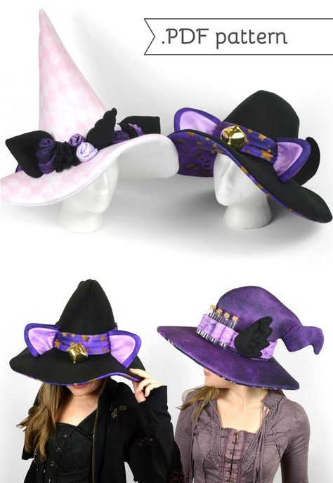 sosuperawesome:Witch Hat / Plush / Neck Plush Patterns Choly Knight on Etsy - Fanfic Outfits, Choly Knight, Cosplay Patterns, Felt Witch Hat, Sewing Designs, Backpack Pattern Sewing, Backpack Sewing, Witches Hats, Hand Sewing Projects