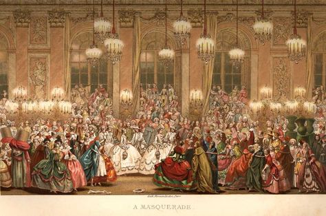 French Masquerade Costume 18th Century Ball Dress Fashion – Chromolithograph – Circa 1876 Mask Ball, Masked Ball, Masquerade Costumes, Masks Masquerade, A4 Poster, Masquerade Ball, Chorus, Classical Music, 17th Century