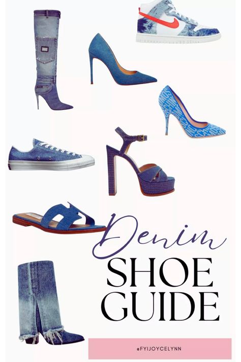 Do you want to be on trend this season? Look no further than denim shoes! Denim is making a huge comeback and has been seen on the feet of fashionistas everywhere! Whether you are looking for a subtle way to incorporate denim into your look, or you want something a bit bolder, denim shoes are the perfect way to make a fashion statement. Keep reading to find out all the hottest denim shoes trends this season! Denim Shoes For Women, Denim Shoes Outfit Fashion Ideas, Denim Dress Outfit Winter, Denim Shoes Outfit, Blue Jean Shoes, Denim Dress Outfit, Long Denim Dress, Patchwork Boots, Trendy Womens Shoes