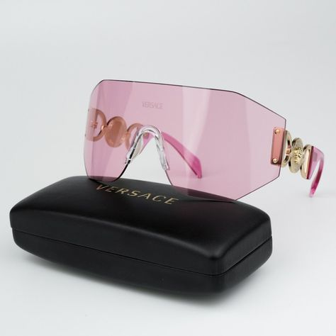 New Versace Ve2258 100284 Pink Shield Unisex Sunglasses Brand: Versace Collection 2023 Model: Ve2258 Color Code: 100284 Gender: Unisex Frame Color: Pink Lens Color: Pink Lens Material: Polyamide Frame Shape: Single Lense / Shield Frame Style: Rimless Frame Material: Metal Size: 145x1x125 100% Uv Protection. Brand New And 100% Authentic! Made In Italy. Full Retail Versace Set Includes: 1. Glasses 2. Case 3. Cleaning Cloth With Brand Logo 4. Versace Booklet 5. Manufacturer Care Instructions 6. Ver Luxury Pink Shield Sunglasses With Uva Protection, Luxury Pink Rectangular Sunglasses, Luxury Pink Glass Sunglasses, Versace Pink Sunglasses, Versace Medusa Sunglasses, Sunglasses Versace, Crystal Sunglasses, Versace Pink, Large Sunglasses