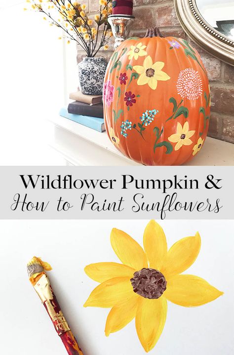 Paint A Sunflower, Cute Painted Pumpkin Ideas, Fall Pumpkins Painting, Pumpkin Decorating Contest, Painting Pumpkins, Hand Painted Pumpkin, Paint Easy, Pretty Pumpkins, Creative Pumpkins