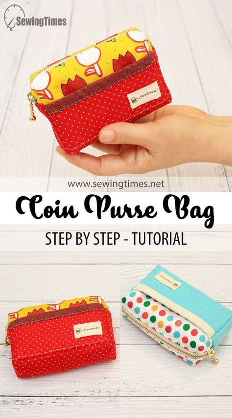 Diy Coin Purse Pattern, Diy Coin Purse, Purse Patterns Free, Coin Purse Pattern, Coin Purse Tutorial, Purse Sewing Patterns, Pouch Diy, Zipper Pouch Tutorial, Sewing Machine Projects