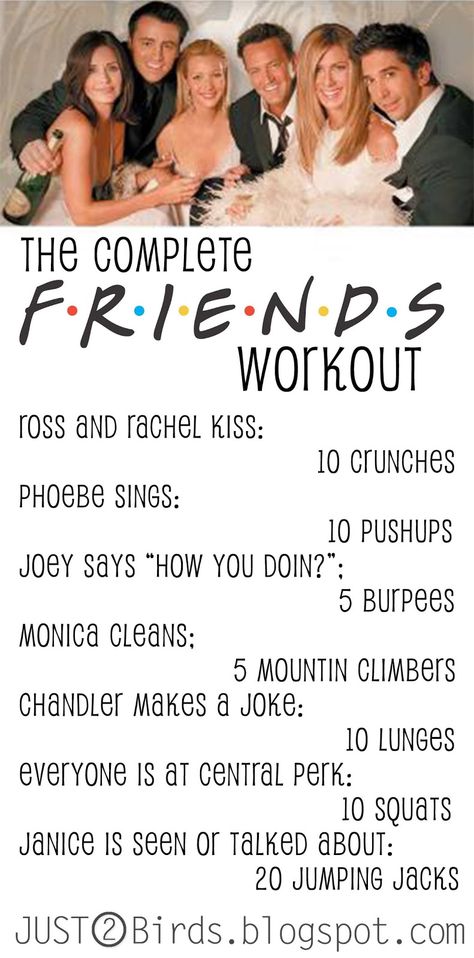 a Friends Workout.  as much as I watch this show..... this should be quite effective! Tv Workout, Song Workout, Tv Show Workouts, Tv Workouts, Workout Funny, Friends Workout, Netflix Tv, Mental Training, Workout Games