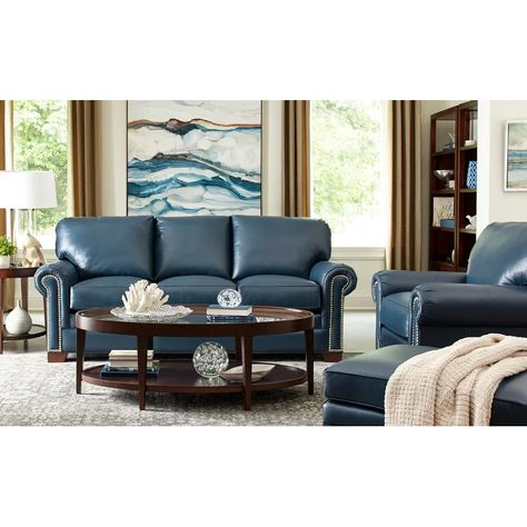 Living room decor blue sofa