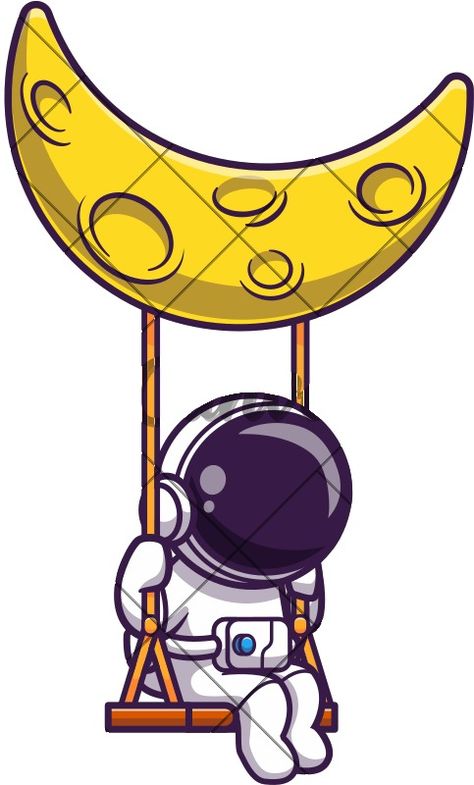 Astronaut Swing On The Moon Cartoon Vector Illustration - Icons by Canva Moon Cartoon, Harry Potter Ships, Home Icon, On The Moon, One Design, The Moon, Vector Illustration, Harry Potter, Ships