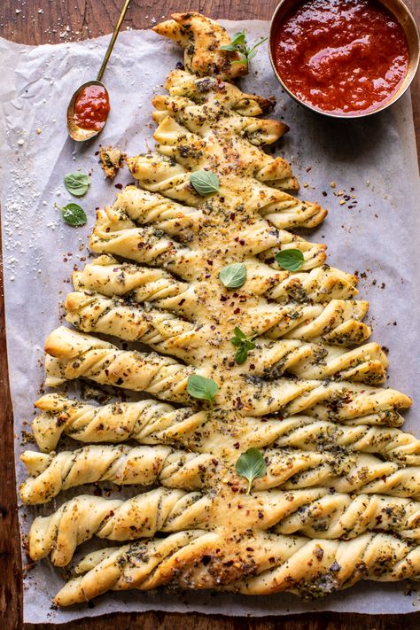 Pull Apart Christmas Tree Garlic Bread | halfbakedharvest.com