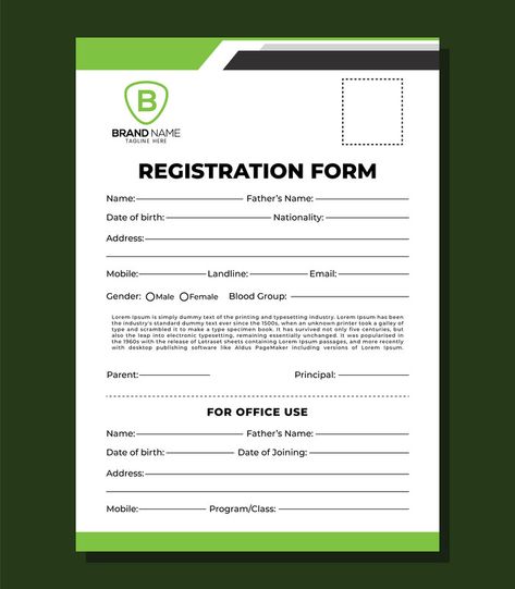 Registration Form Printable School Vector Design Template#pikbest#Templates Registration Form Design, Simple English Sentences, Prayer For Wisdom, School Vector, Printable School, Green Leaf Background, Teaching Plan, Facebook Cover Design, Android Wallpaper Art