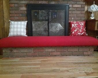 Hearth cushion | Etsy Fireplace Cushion, Baby Proof Fireplace, Corner Fireplace Living Room, Basement Fireplace, Fireplace Seating, Brick Fireplace Makeover, Fireplace Tv Wall, Wood Signs Home Decor, Custom Fireplace