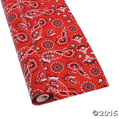 Red Bandana Tablecloth Roll Bandana Tablecloth, Hoedown Party, Western Party Ideas, Western Themed Party, Cowboy Theme Party, Wild West Party, Western Theme Party, Pig Roast, Chili Cook Off