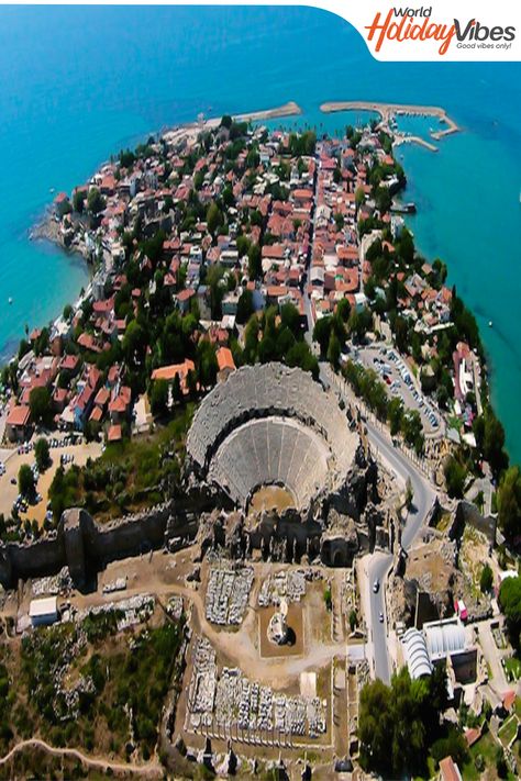 A major port in ancient Pamphylia and occupied by Alexander the Great in 4th century BC, Side today is a picturesque town of classic ruins and modern day resorts overlooking sandy white beaches. Located on Turkey’s Mediterranean Coast in the Antalya Province on a small peninsula, Side offers fantastic sightseeing, nightlife and outdoor adventure. #WorldHolidayVibes#GoodVibesOnly#Travel#Side #Turkey#NeverStopExploring Side Turkey Photography, Small Peninsula, Turkey Photography, Turkey Images, Side Turkey, Mediterranean Coast, Ancient World, Alexander The Great, Travel Bucket