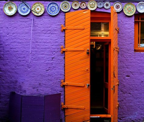 purple and orange Orange Door, Door Inspiration, Unique Doors, Beautiful Doors, Door Color, Colour Schemes, Color Pallets, Orange And Purple, Colour Palette