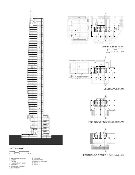 Image 8 of 8 from gallery of Vision Tower at Business Bay / tvsdesign. Section Office Tower Architecture, Tower Design Architecture, Skyscraper Concept, Dubai Properties, Brooke Taylor, Office Floor Plan, Vertical City, Dubai Architecture, Mix Use Building