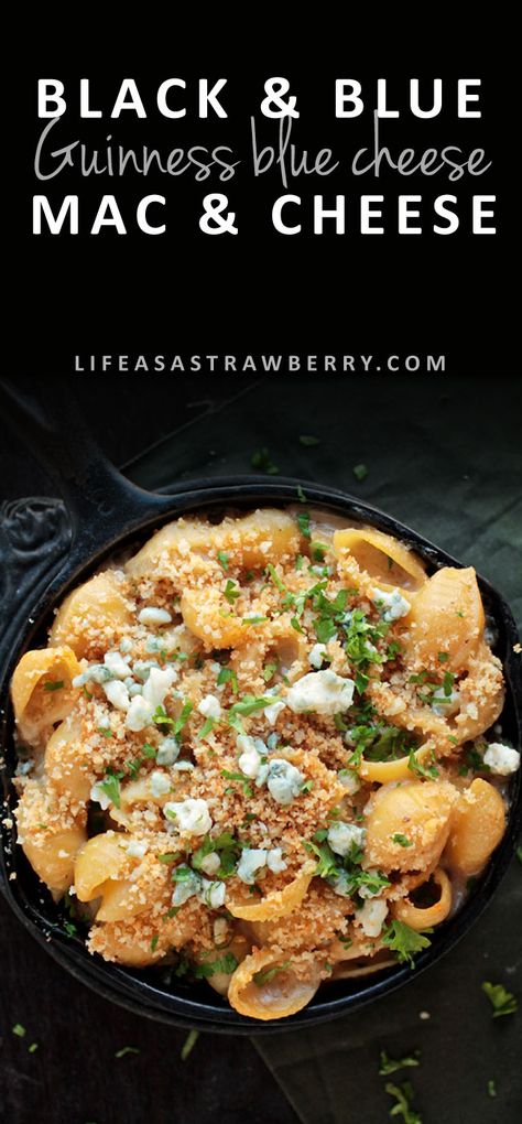 Black and Blue Mac and Cheese - Life As A Strawberry Blue Cheese Mac And Cheese Recipes, Guinness Mac And Cheese, Blue Cheese Crumbles Recipes, Recipes With Blue Cheese Crumbles, Beer Cheese Sauce, Blue Cheese Crumbles, Classic Mac And Cheese, Bake Mac And Cheese, Beer Cheese