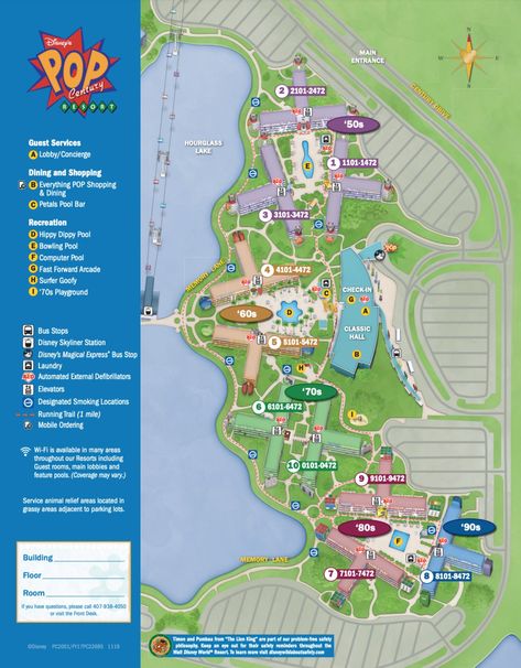 Disney's Pop Century Resort Map - wdwinfo.com Pop Century Resort Pictures, Disney World Maps, Disney Travel Agent, Disney Value Resorts, Pop Century Resort, Disney Map, Disney World Map, Disney Bucket List, Art Of Animation Resort