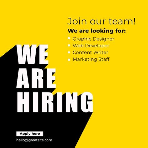 Graphic Designer Job Post, New Hire Social Media Post, Recruiting Social Media Post, We Are Back Social Media Post, Now Hiring Sign Ideas, Recruitment Social Media Post Design, Hiring Post Design Social Media, Hiring Posts Design, Typography Social Media Post Design