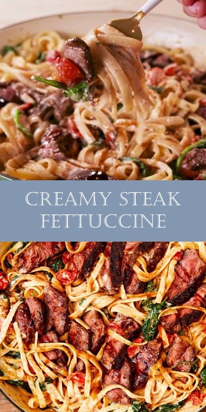 Creamy Steak Fettuccine, Steak Fettuccine, Hamburgers Recipes, Juicy Recipes, Fetuccini Alfredo, Creamy Steak, Stove Recipes, Stuffed Recipes, Fancy Recipes