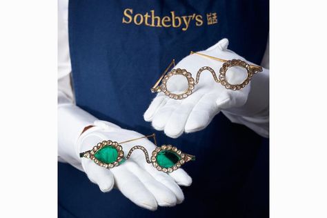 Sotheby’s To Auction Historic Spectacles With Diamond And Emerald Lenses Silver Frames, Colombian Emeralds, Royal Jewelry, Elton John, Business Solutions, Rose Cut Diamond, Emerald Diamond, Spectacles, Rose Cut