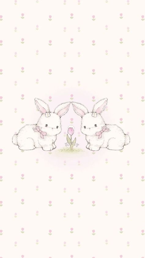 coquette aesthetic wallpaper: pink rabbits Pink Wallpaper Kawaii, Rabbit Wallpaper, Bunny Wallpaper, Wallpaper Doodle, Soft Wallpaper, Iphone Wallpaper Photos, Iphone Wallpaper Themes, Pink Wallpaper Iphone, Cute Patterns Wallpaper