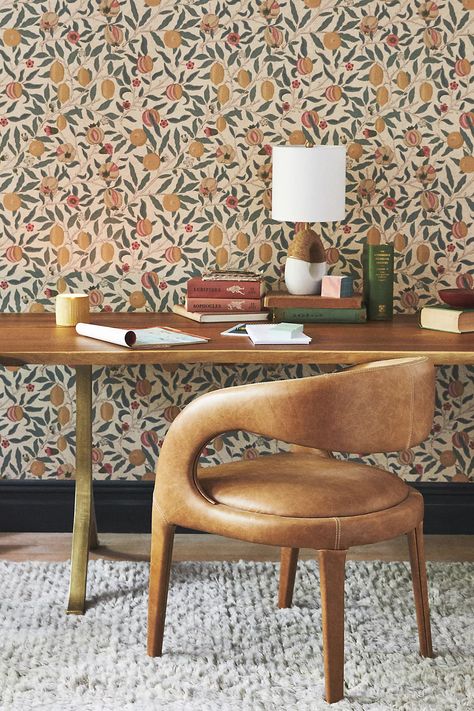 Morris & Co. Fruit Wallpaper | AnthroLiving Victorian Bungalow, Laundry Room Wallpaper, Morris Wallpapers, Studio Condo, Stone Ceramic, Fruit Wallpaper, Decorative Ideas, Wallpaper Fabric, Kitchen Wallpaper