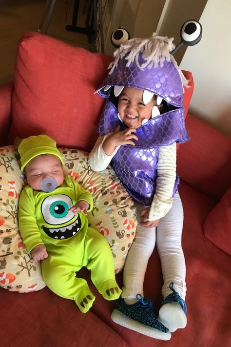 Click to shop these baby brother and older sister costumes for Halloween Monsters Inc Sibling Costumes, Halloween Costume For Siblings, Big Sister And Baby Brother Halloween, Big Sister And Little Brother Halloween Costume Ideas, Halloween Costumes For Brother And Sister, Sister And Baby Brother Halloween, Brother Sister Halloween Costumes Baby, Baby Brother And Sister Halloween Ideas, Toddler And Baby Costume Ideas