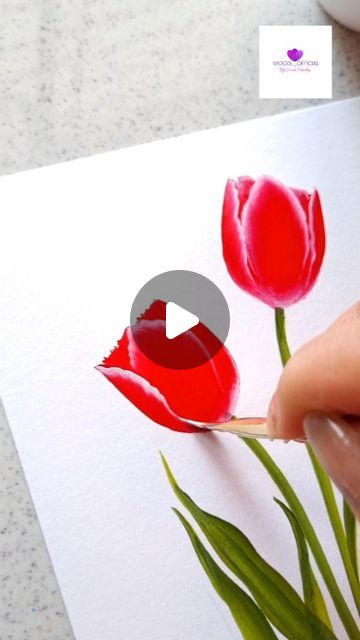 Swati Pandey | OneStroke Flower painting on Instagram: "Red Tulips 🌷  . . . . . #painting #acrylicpainting #flowerpainting #floral #artwork #viralreels #trendingreels #aesthetic #ａｅｓｔｈｅｔｉｃ #wocol_official" Tulip Flower Painting Acrylic, Painting A Tulip, Painted Tulips Acrylics, How To Paint Tulips Acrylics, Painting Tulips Acrylics, How To Paint Tulips, Tulip Painting Acrylic Easy, Tulip Flower Painting, Tulip Flower Pictures