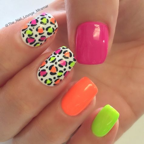 Neon bright color cheetah nail art design Neon Pedicure Toenails Design, Neon Cheetah Nail Designs, Rainbow Animal Print Nails, Neon Lepord Print Nails, Colorful Cheetah Nails, Neon Cheetah Nails, Spring Cheetah Nails, Rainbow Cheetah Nails, Colorful Cheetah Print Nails