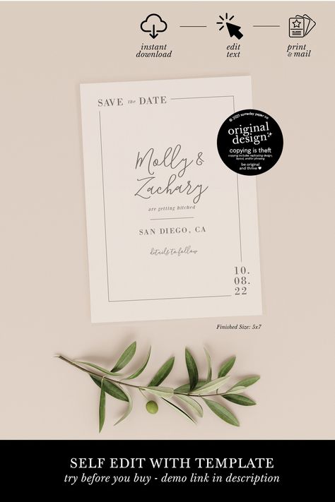 Vellum Overlay, Save Our Date, Modern Save The Dates, Save The Date Designs, Save The Date Template, Paper Diy, Save The Date Templates, Change Text, Wedding Saving