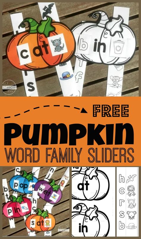 Pumpkin Science Experiment, Pumpkin Math Activities, Word Families Printables, Pumpkin Science, Kindergarten Word Families, Word Family Activities, Cvc Word Activities, Word Family Worksheets, Family Worksheet