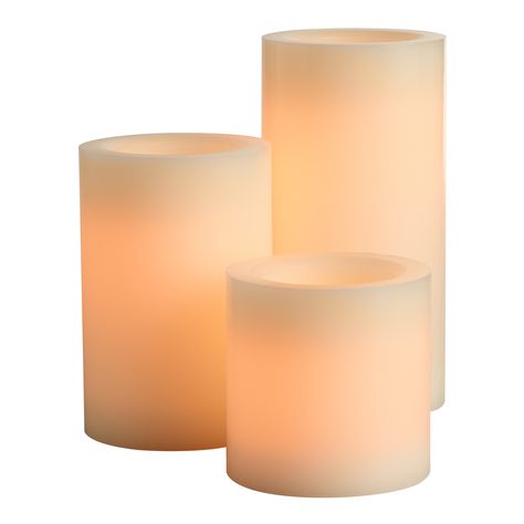 Ivory Flameless LED Pillar Candle - World Market Modern Natural Decor, Huge Candles, Realistic Candles, Holly House, Led Pillar Candle, Tabletop Accessories, Small Candles, Tabletop Decor, Seasonal Home Decor