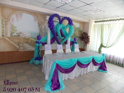 Royal Blue And Purple Wedding Ideas, Purple Turquoise Wedding Reception, Blue And Purple Wedding Dress, Blue And Purple Wedding Ideas, Purple And Turquoise Wedding Ideas, Turquoise And Purple Wedding, Vhs Crafts, Teal Wedding Decorations, Purple Teal Wedding