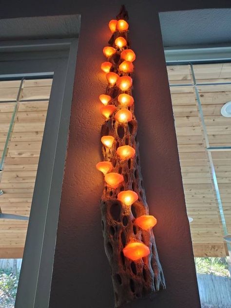 Mushroom Lights, Accent Lamps, Mushroom Decor, Copper Wall, Mushroom Lamp, Mushroom Art, Accent Lamp, Pop Out, Aa Batteries