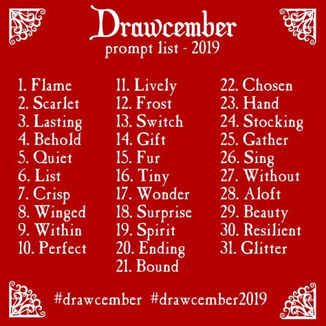 Winter Drawing Prompts, Christmas Art Prompts, December Art Prompts, December Drawing Challenge, December Art Challenge, December Art, 30 Day Art Challenge, Sketchbook Challenge, 30 Day Drawing Challenge