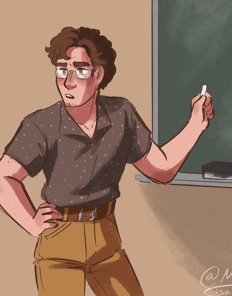 Teacher Oc Art, Male Teacher Drawing, Teacher Fanart, Teacher Character Design, Luca Fanart, Italian Fish, Luca Pixar, Luca X Alberto, Black Teachers