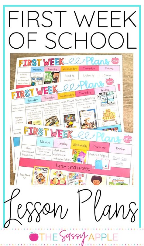 First Week of School Lesson Plans & Activities (with FREEBIES!) - The Sassy Apple First Week Of Third Grade Lesson Plans, Year 1 First Week Activities, First Week Of Preschool Lesson Plans Activities, First Week Of School Preschool Activity, First Week School Activities, First Day Of Kindergarten Lesson Plans, First Week Of School Lesson Plans 1st Grade, First Week Of School Activities Sped, 2nd Week Of School Activities