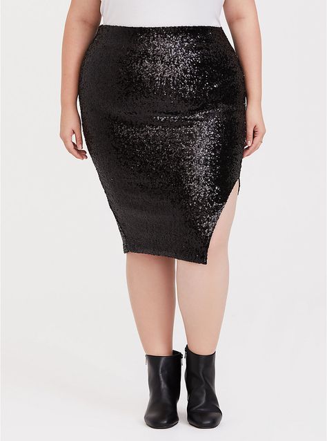 Black sequin skirt outfit