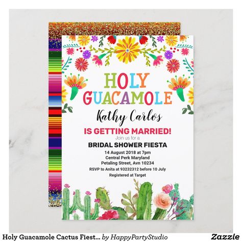 Fiesta Wedding Shower, Mexican Fiesta Bridal Shower, Bridal Shower Invitation Wording, Bridal Shower Invitations Free, Mexican Bridal Showers, Fiesta Bridal Shower Invitations, Fiesta Bridal Shower, Holy Guacamole, Shopping Gifts