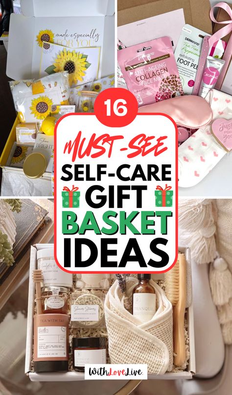 Treat someone special to the ultimate self-care experience with these gift basket ideas! 🎁🧖‍♀️ Full of bath goodies, skincare, and cozy essentials, these baskets make the perfect thoughtful gift. Save this pin for your next occasion or just to pamper yourself! 📌🌸 Self Care Gift Bundles, Ideas For Gift Baskets For Women, Beauty Basket Gift Ideas Diy, Diy Thank You Gift Baskets, Lotion Gift Basket Ideas, Zen Gift Basket Ideas, Pamper Me Gift Basket Ideas, Self Love Gift Basket Ideas, Womens Self Care Gift Basket Ideas