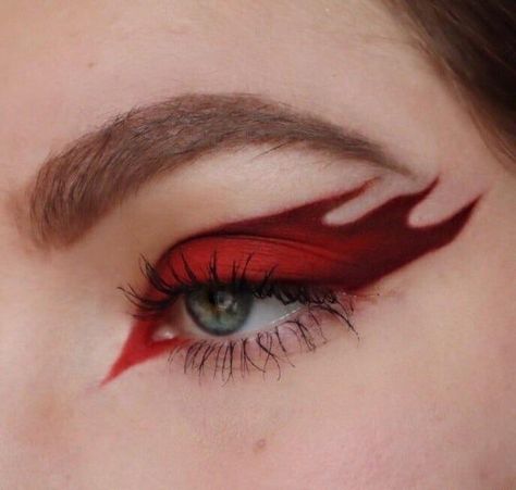 Red Flame Eye Makeup, Red Fire Eye Makeup, Fire Eyeliner Eye Makeup, Flame Eye Makeup Fire, Flame Eyeliner Black, Flame Graphic Liner, Fire Makeup Eye, Fire Graphic Liner, Flames Eye Makeup