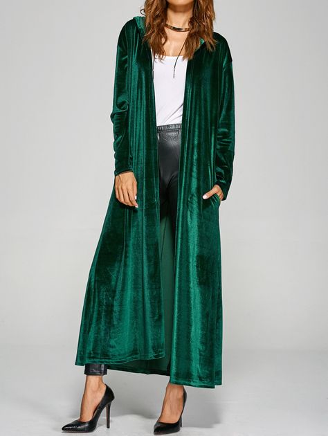 Cheapest and Latest women & men fashion site including categories such as dresses, shoes, bags and jewelry with free shipping all over the world. Green Velvet Coat, Long Hooded Coat, Green Velvet Jacket, Mode Kimono, Velvet Kimono, Mode Abaya, Velvet Clothes, Velvet Coat, Sammy Dress